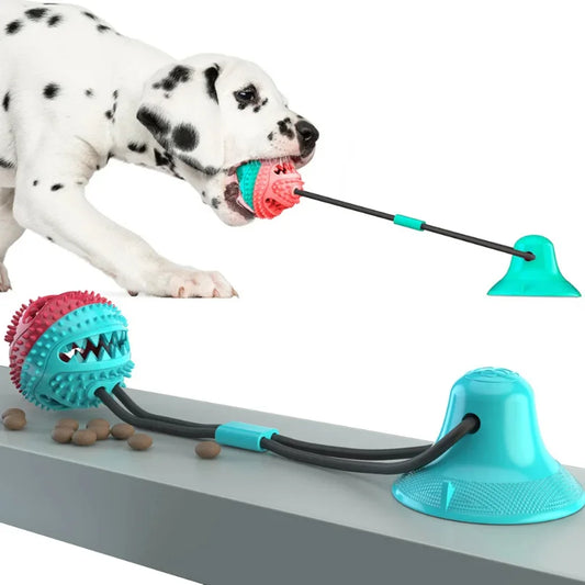 Interactive Suction Cup Dog Tug Toy – Dental Chew & Treat Ball