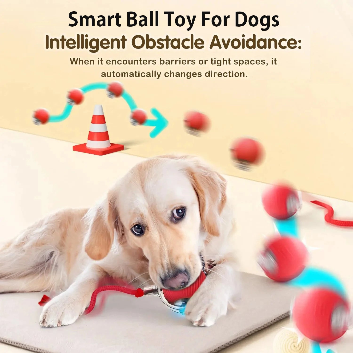 Automatic rolling dog toy for indoor and outdoor use