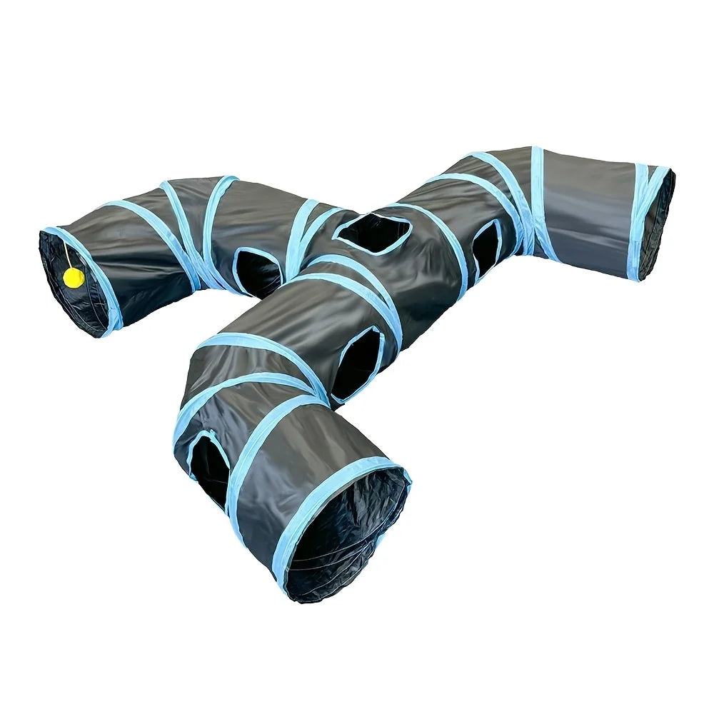 Long concrete tunnel with lighting and visible exit.